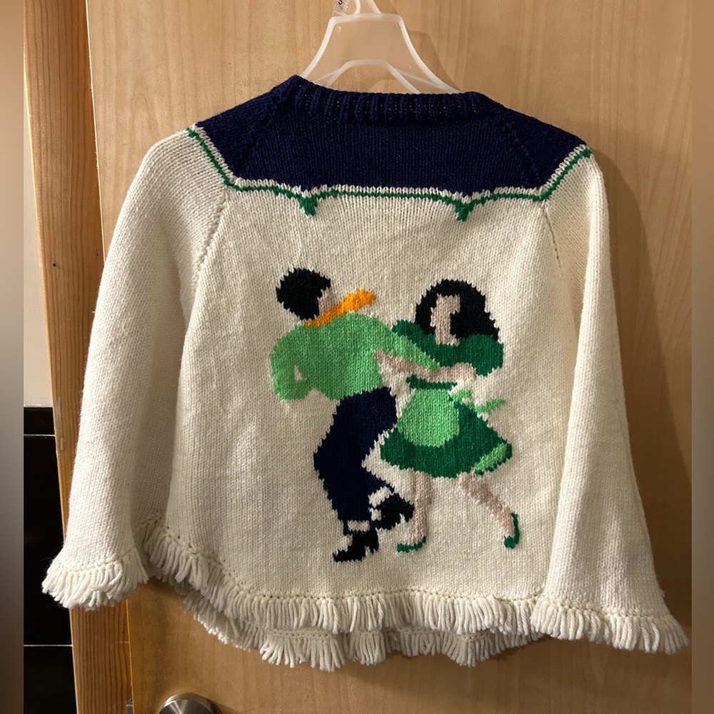 Vintage Rockabilly Sweater Shawl w/ Music Staff & Dancing Couple Western 1960’s